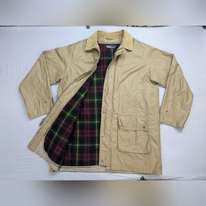 Polo Ralph Lauren Sz L Waxed Cotton Hunting Jacket Vintage Removable Wool Liner
